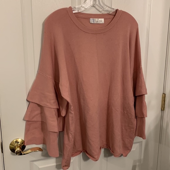 Time and Tru Rose color Sweater w/Ruffles and Bell Sleeves size XXXL (22) - Picture 1 of 9
